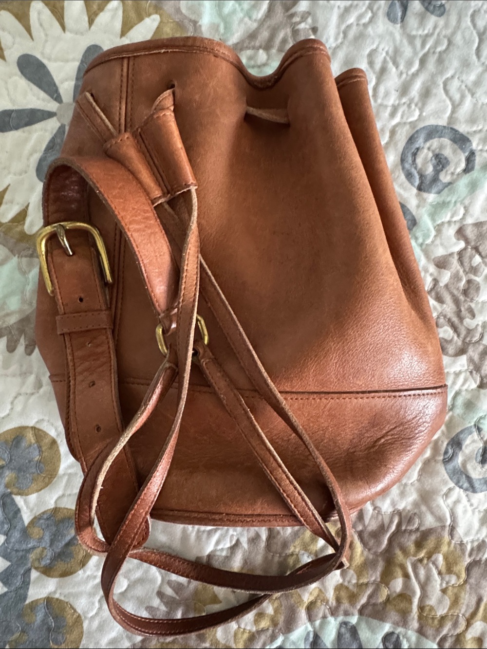 Vintage Bixby Small Sling Coach Brown Leather Bucket Shoulder Bag